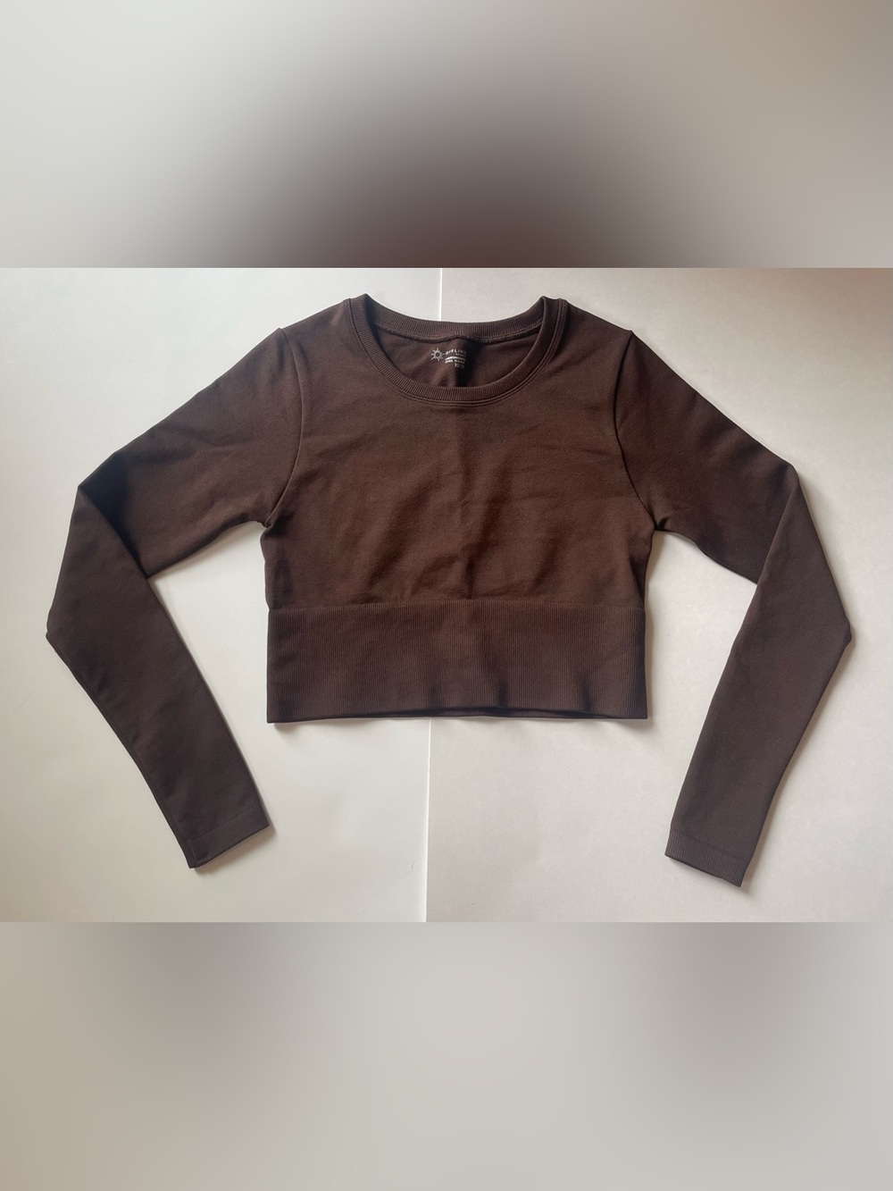 Offline by aerie Brown Women's Crop Long Sleeve Ahtletic Yoga Top